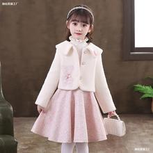 女童裙子秋冬2024新款儿童冬装公主裙时髦套装女孩冬季加绒连衣裙