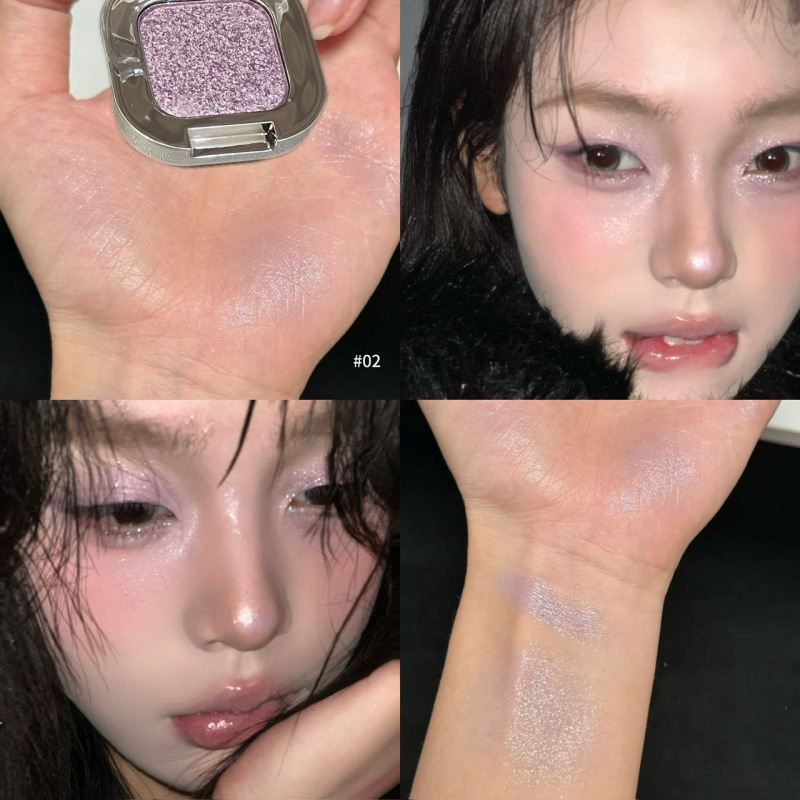 HERORANGE sensación fría de una sola sombra de ojos de maquillaje fácil de brillar perlada brillante brillante maquillaje de alta brillo plato de sombra de ojos de maquillaje