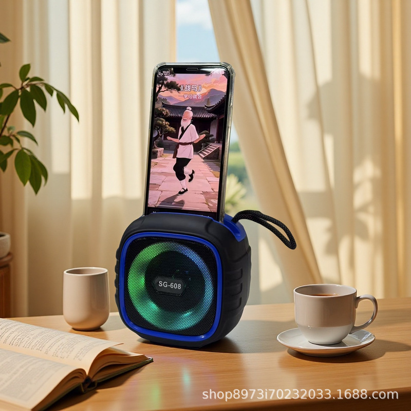 户外露营音箱大音量超低音振膜音响可对联蓝牙桌面手机支架低音炮|undefined