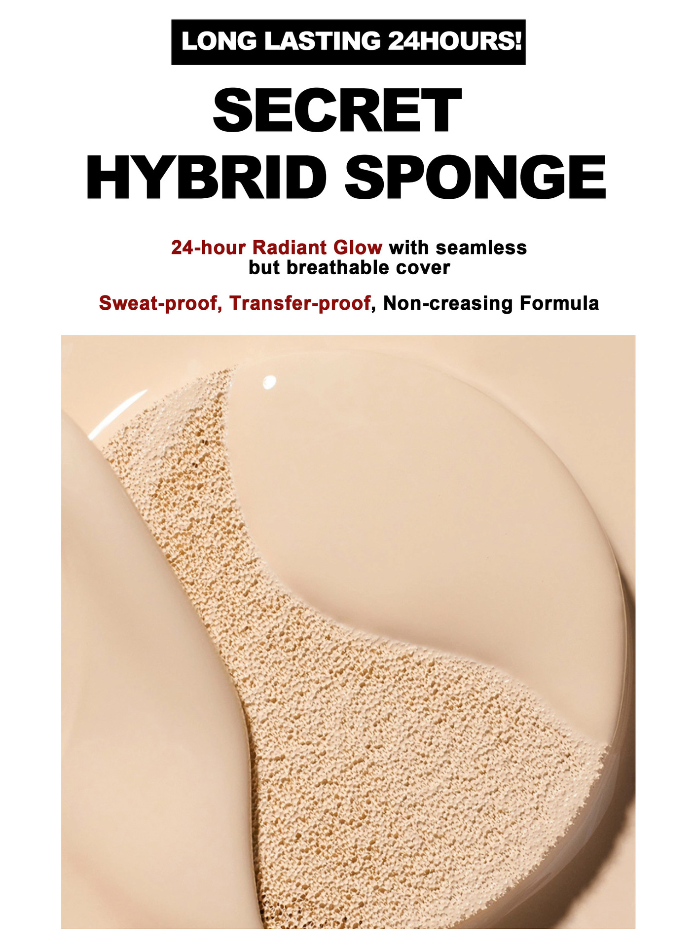 The cross-border foundation provides long-lasting concealer without smudge, and does not cause powder to stick on oily skin. The handaiyan red shell foundation does not come off Item Picture