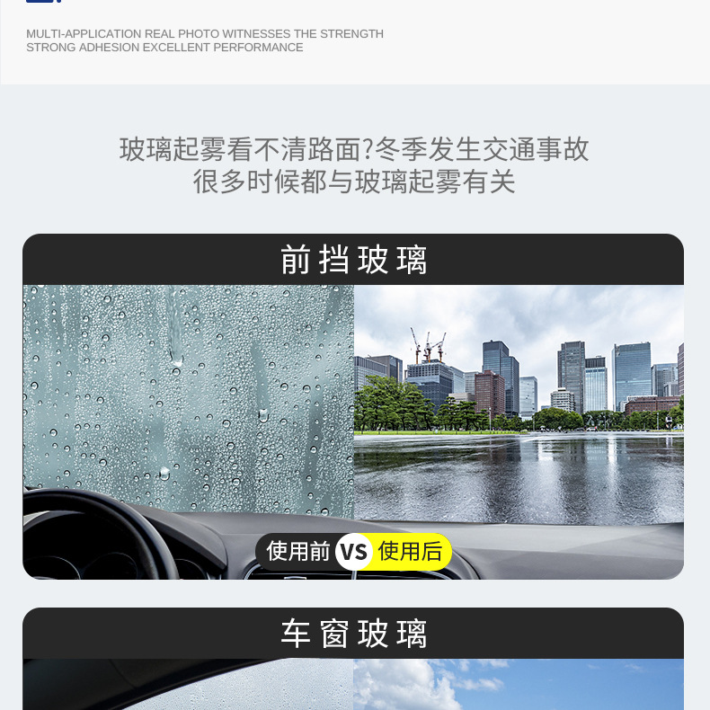 Topbit Glass Anti-Fog Agent, Long-Lasting Anti-Fog and Anti-Rain Agent for the Front Windshield, Waterproof and Water-Repellent Cleaning Spray