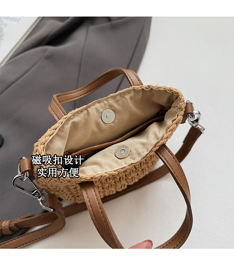Hand-woven straw bag for women's summer 2025 new style super popular crossbody bag Korean version beach vacation mobile phone bag Item Picture