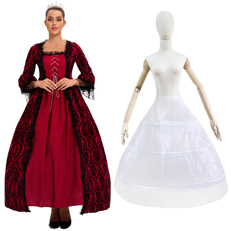 S-5xl más tamaño vestido de corte de alta gama encaje costura gran swing vestido retro medieval renacimiento vestido
