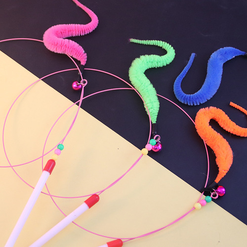 Cat Funny Stick Manufacturer Long Steel Wire Cat Funny Stick Caterpillar Funny Cat Toy Self-Happiness Relief Cat Funny Stick Wholesale