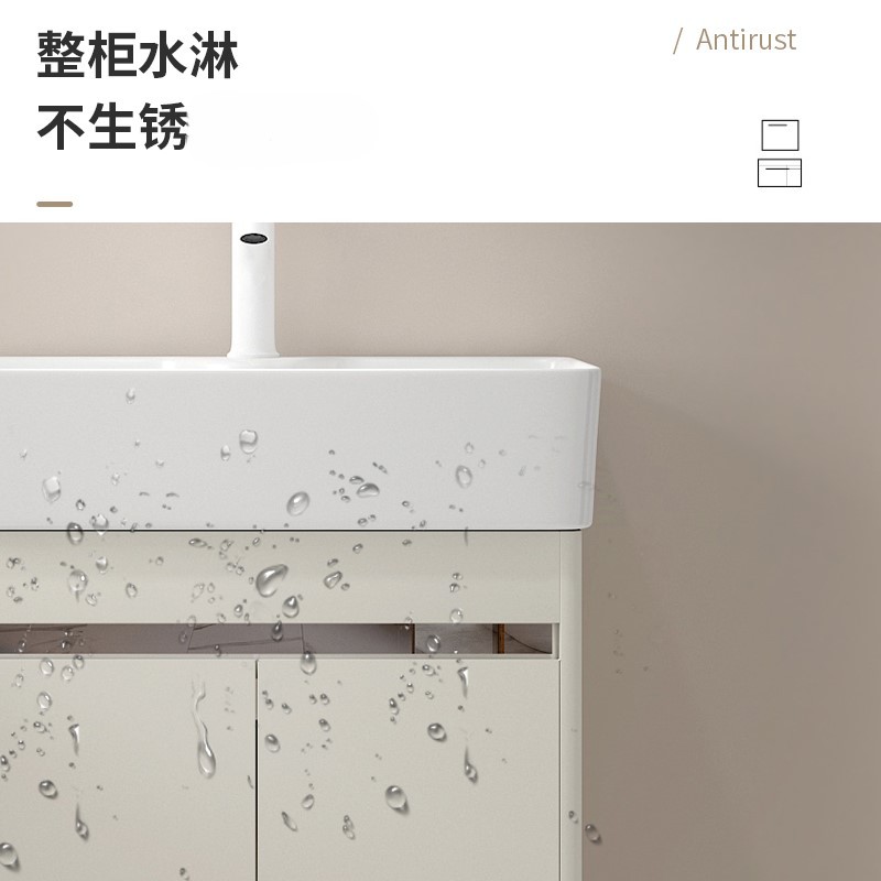 Cuenca de ángulo redondeado tipo pequeño gabinete de lavabo 304 acero inoxidable tipo pared lavabo cerámico integral lavabo