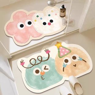 Fun Cartoon Bathroom Absorbent Floor Mat Fun Bathroom Door Diatom Mud Non-Slip Foot Mat Household Quick-Dry Carpet