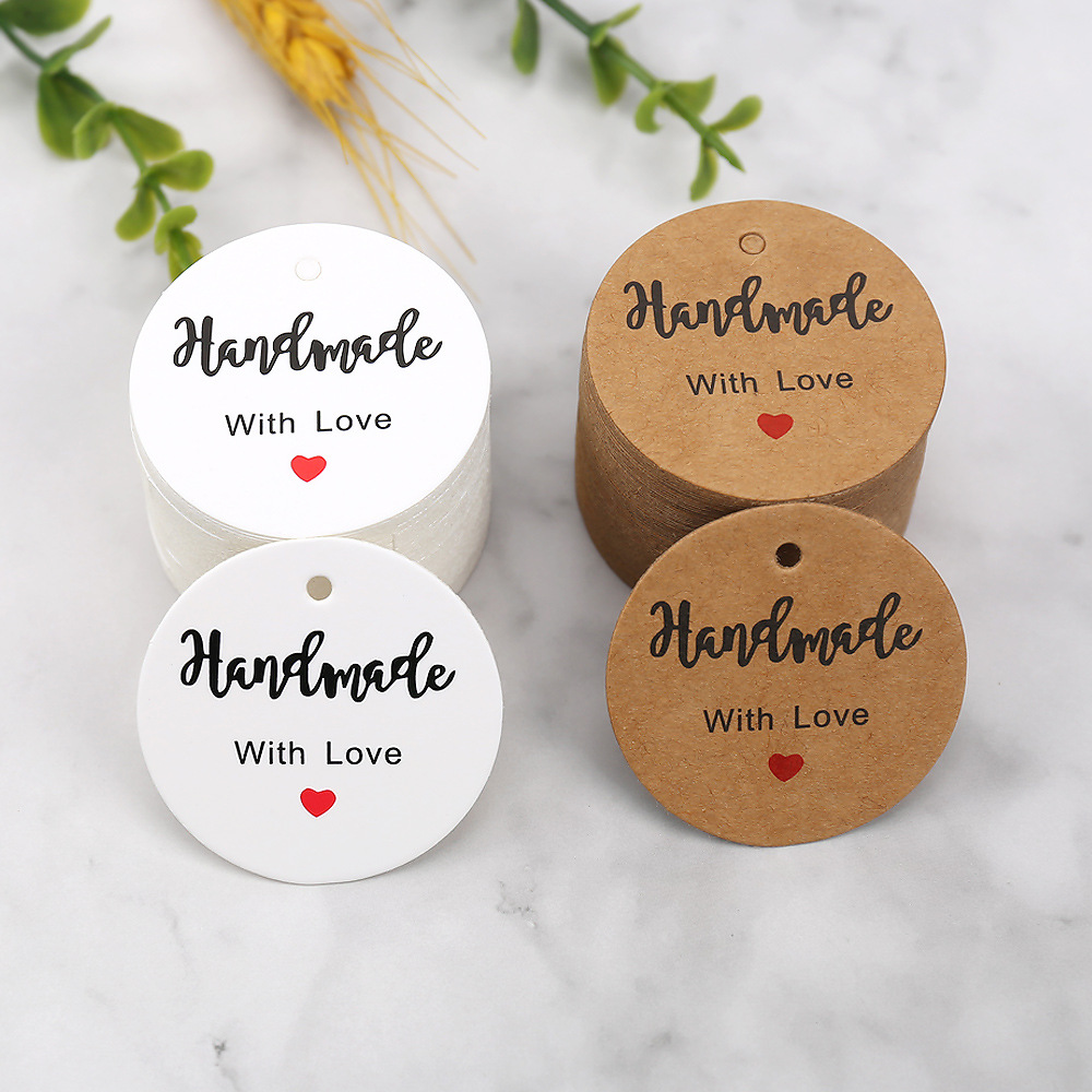 亚马逊跨境货源2024新品HANDMADE手工制作挂牌handmade牛皮纸吊牌