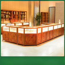 中式实木展示柜玉器饰品陈列柜翡翠首饰展柜复古古玩玻璃柜台珠宝