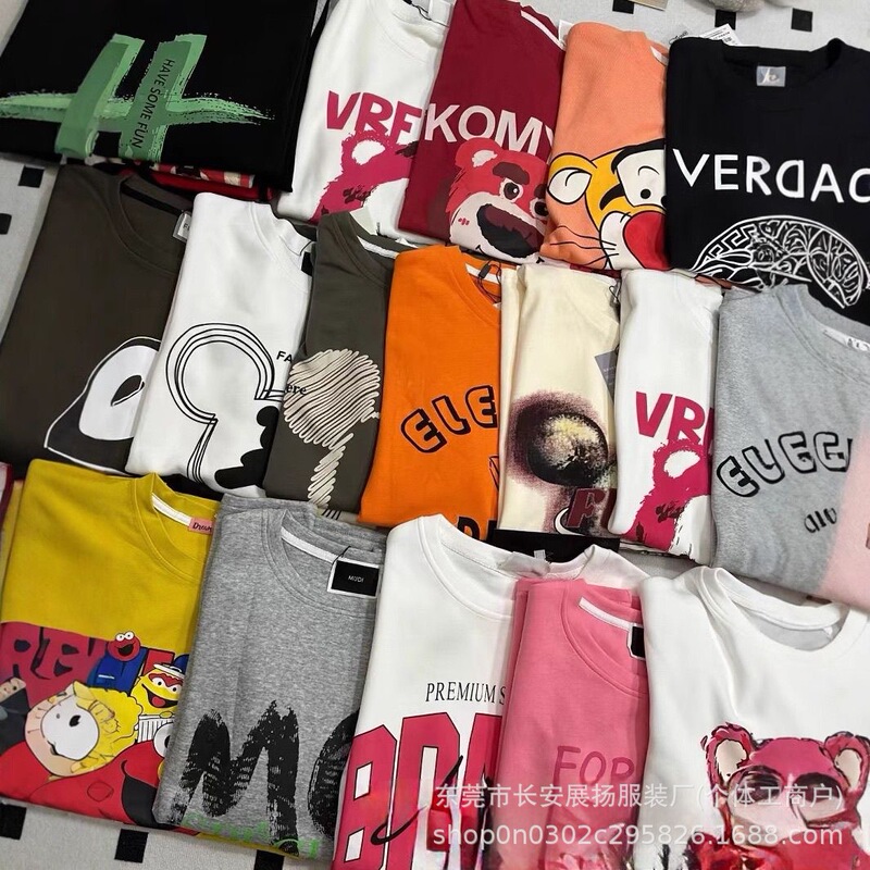 Miscellaneous Women's Short-Sleeved T-Shirts Live Broadcast Street Stalls Physical Stores Export Women's Clothing Wholesale Spring and Summer New Clothing Wholesale Goods