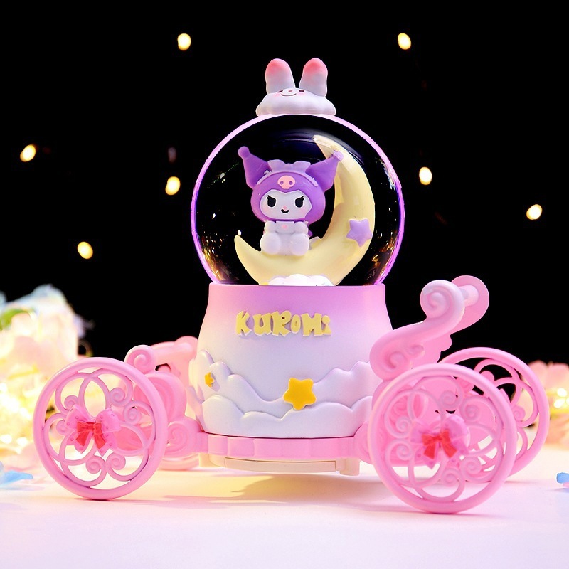 漫画のロリータの女の子の車のライトの雪の音楽のイルミネーションの水晶のボールのオルゴールの子供の学生の贈り物の卸売り|undefined