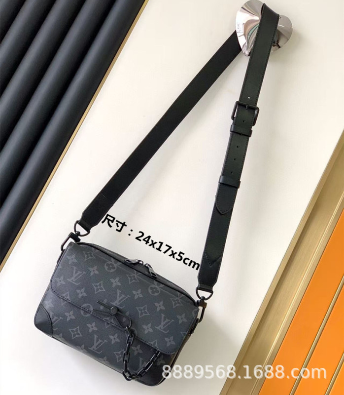 直接供給クロスボーダー m lv メンズバッグレディースバッグブラックウォリアーメッセンジャーバッグ枕バッグチェーンバッグボックスバッグポータブルブリーフケース|undefined