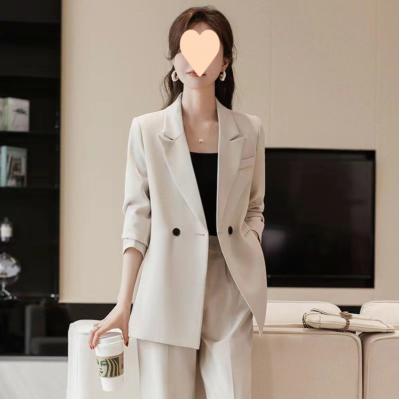 早春休闲西服套装女2025春夏季新款韩版职业西装外套阔腿裤两件套|undefined