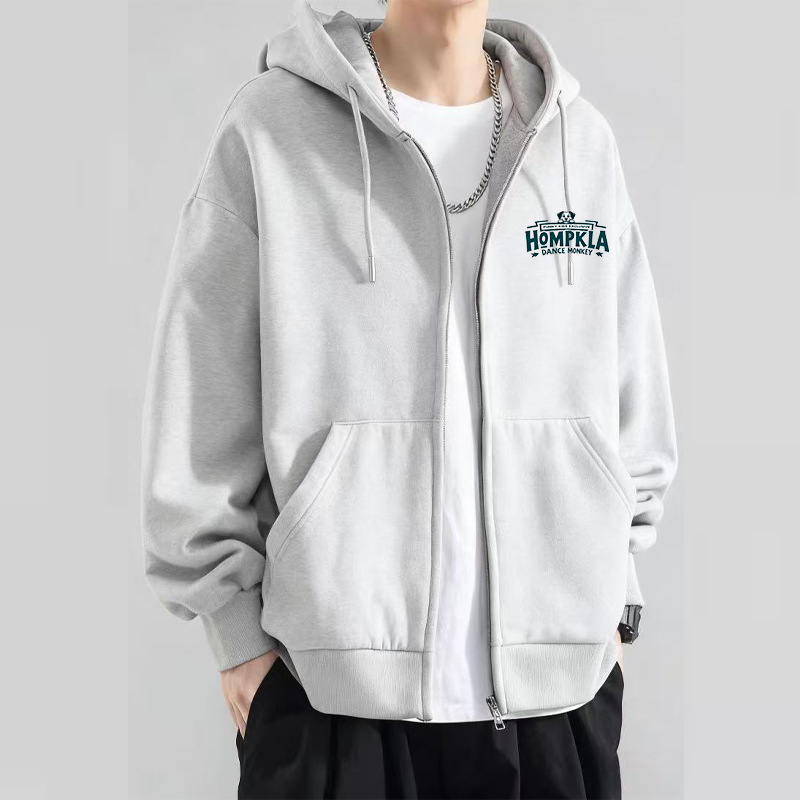 Wow, Quick Return Autumn and Winter Hooded Cardigan Fleece-Lined Casual Sweatshirt Comfortable and Fashionable Young Men's Jacket