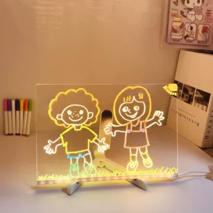 Стираемая светящаяся доска для рисования J-95, детская акриловая LED-панель для творчества, набор с 1 или 7 маркерами