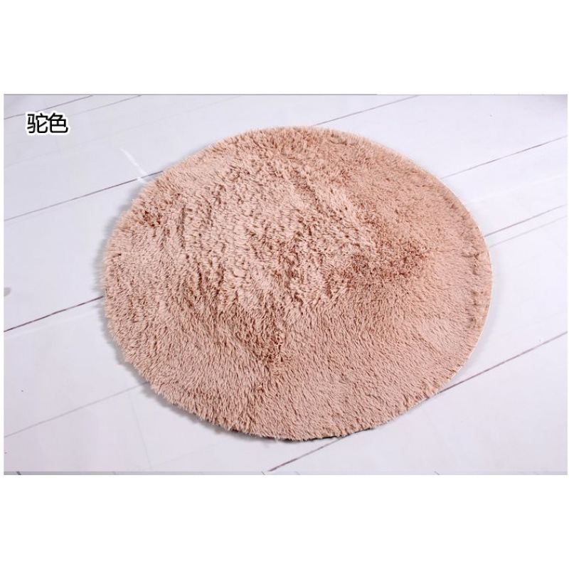 Alfombra de seda redonda de color sólido dormitorio de chicas cestas colgantes almohadilla giratoria piso de sala de estar simple sofá mesa de té almohadilla