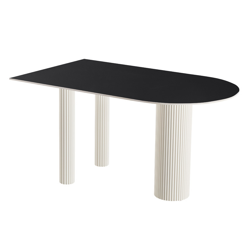 Mesa de comedor de tabla de roca, pequeña casa de tipo isla, pequeña casa de tipo integrada, moderna y simple, mesa de comedor de pared de viento de crema doméstica