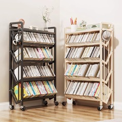 本棚、フロアラック、可動式小型カート、書籍収納ラック、家庭用多層式、バッグ収納、キャスター付き移動式