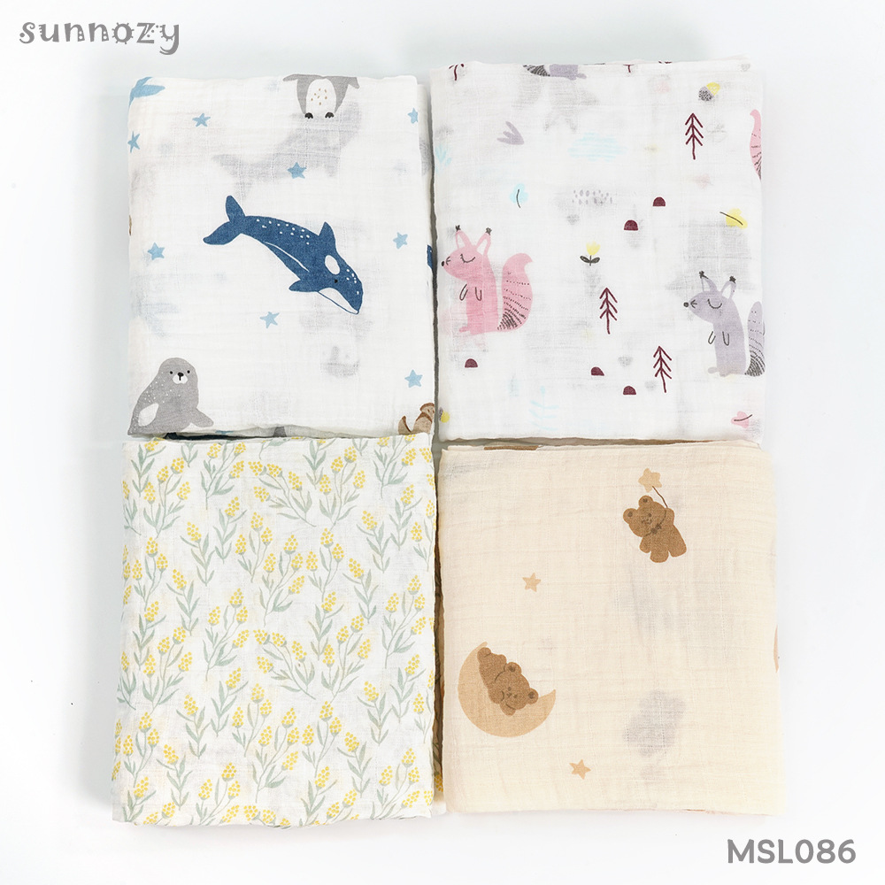 1-3 Bebé 100% algodón Sunnozy cuatro estaciones cubrir toallas de baño bebés aire acondicionado manta carro manta toallas de doble capa