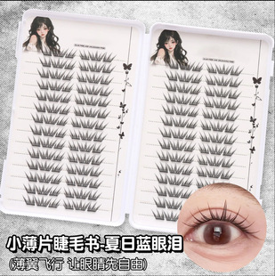 [Eyelash Book] Summer Blue Tears False Eyelashes Segmented Small Thin Curly Single Cluster Makeup Artist Recommended False Eyelashes
