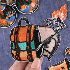 Computer embroidered label outdoor camping campfire tent badge cloth label clothing accessories accessories patch sticker embroidered cloth sticker