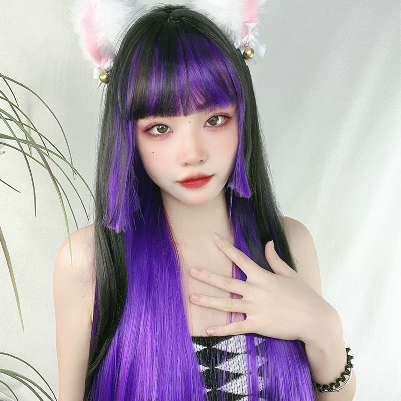 Women's Japanese Style Street High Temperature Wire Bangs Long Straight Hair Wigs display picture 1
