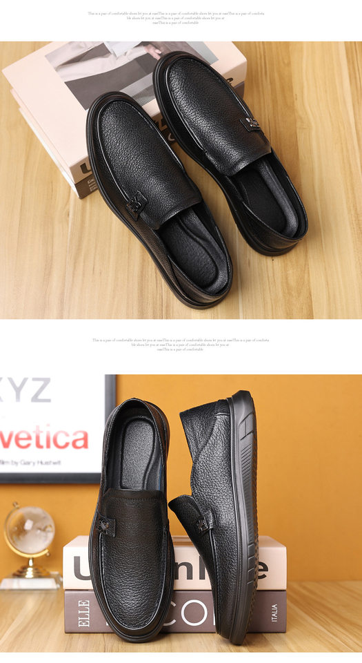 Giày lười nam da cừu mềm kiểu mới, giày slip-on đế bệt mũi tròn thoáng khí — Màu đen chi tiết 15