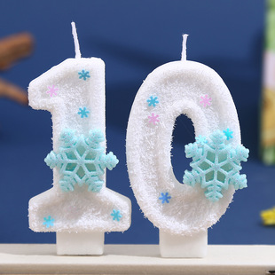 Cross-Border Hot Selling Supply Amazon Xiyin Digital Birthday Candle Cake Party Decoration Birthday Wax Blue Snowflake