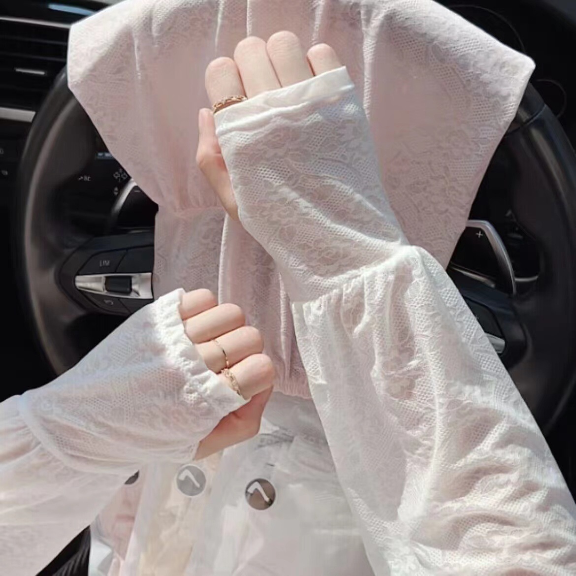 Verano de encaje suave de hadas protección solar delgada manga de hielo al aire libre protección solar manga suelta para mujeres manga de hielo