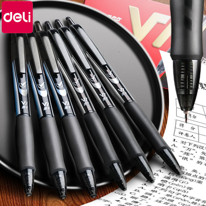 Deli V1 quick-drying gel pen postgraduate exam essential press neutral brush questions smooth 0.5 black wholesale