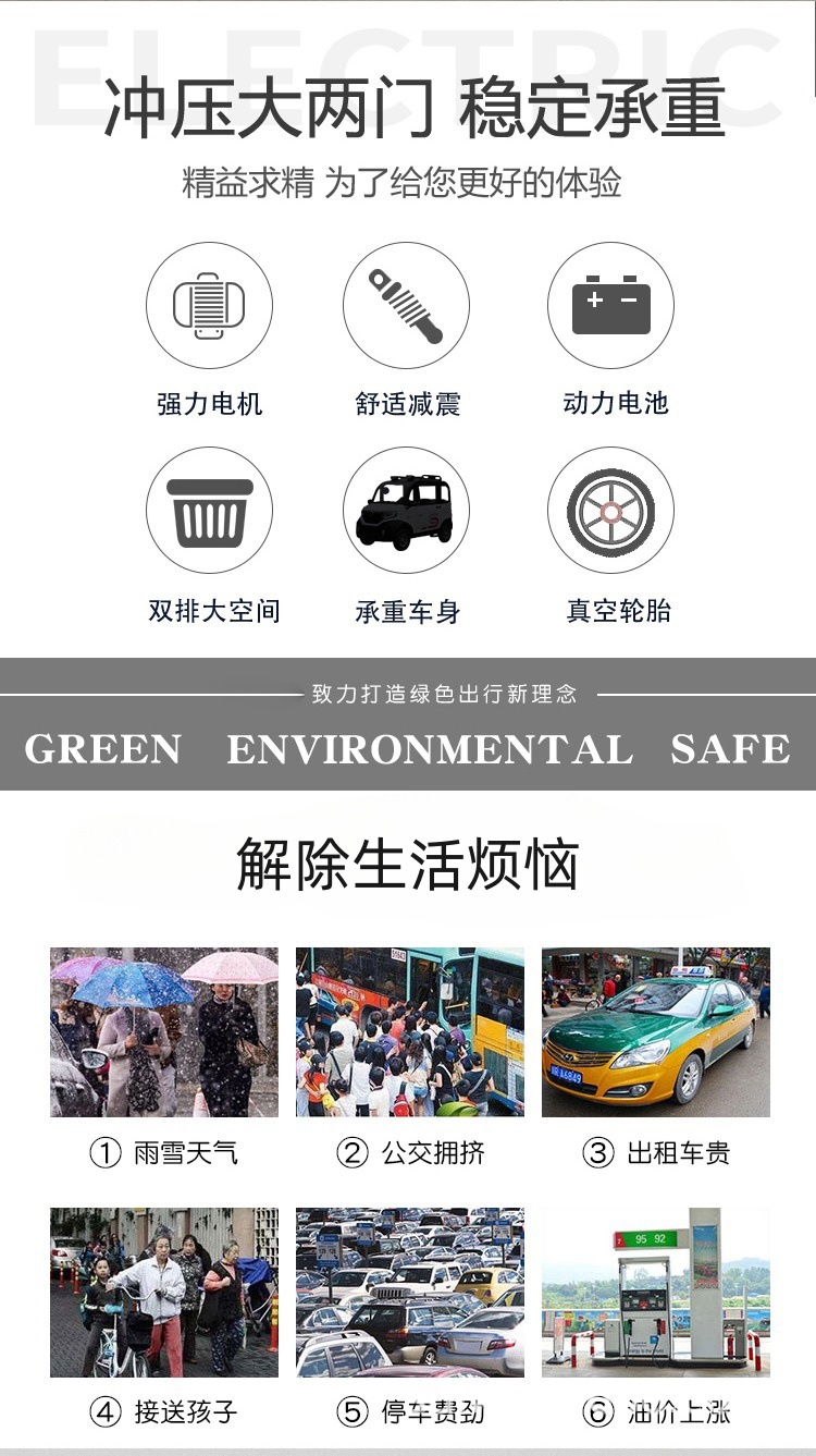 Four-Wheel Electric Vehicle for Commuting and Picking up Children, No Driver's License Required, Battery-Powered Vehicle with Long Range, Electric Motorcycle with Air Conditioning, Sightseeing Vehicle