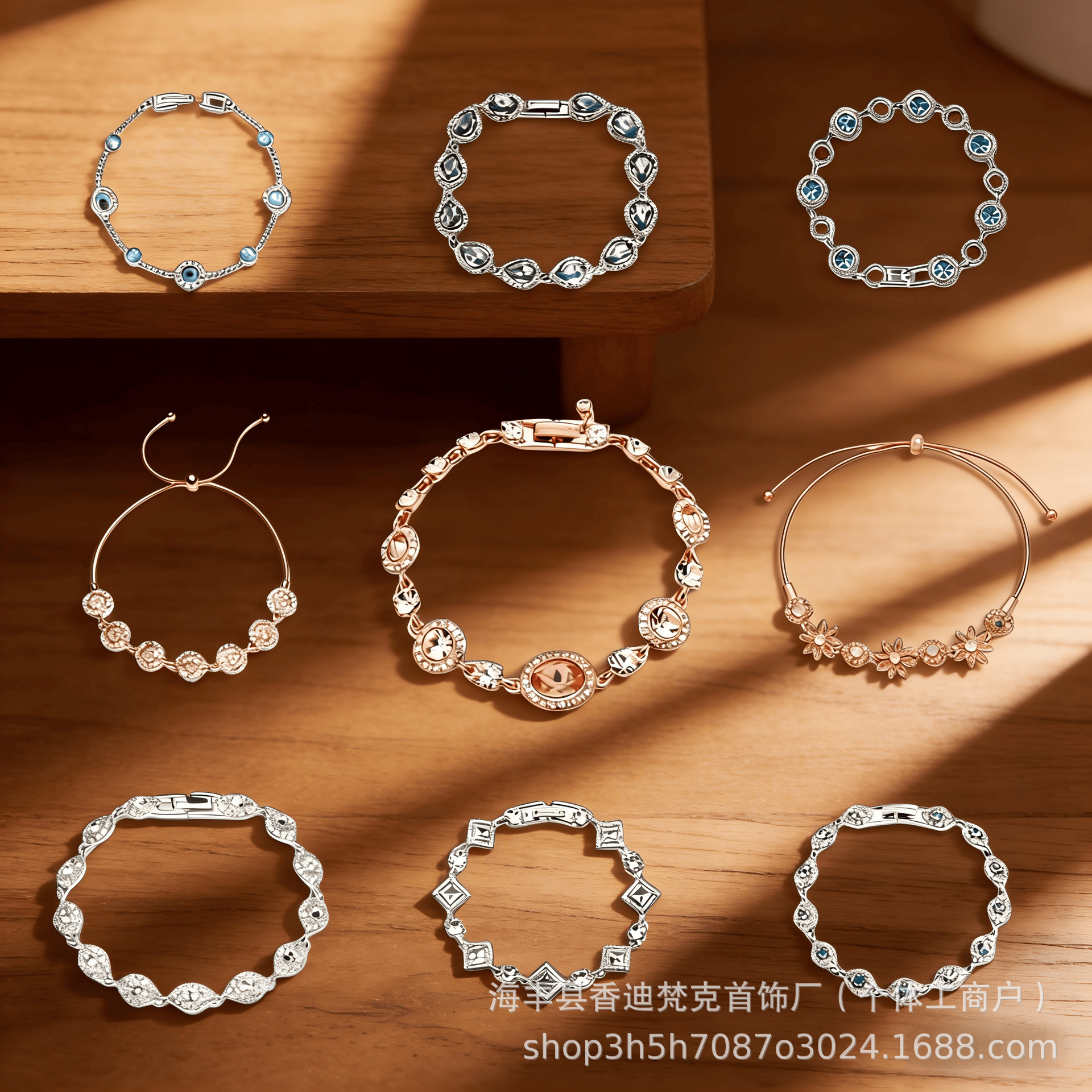 Gvc Ji's High-Quality Full Range of Bracelets for Women, Baby's Breath, Butterfly Love Flower, Four-Leaf Clover, Square Diamond, Angel's Eye Bracelet