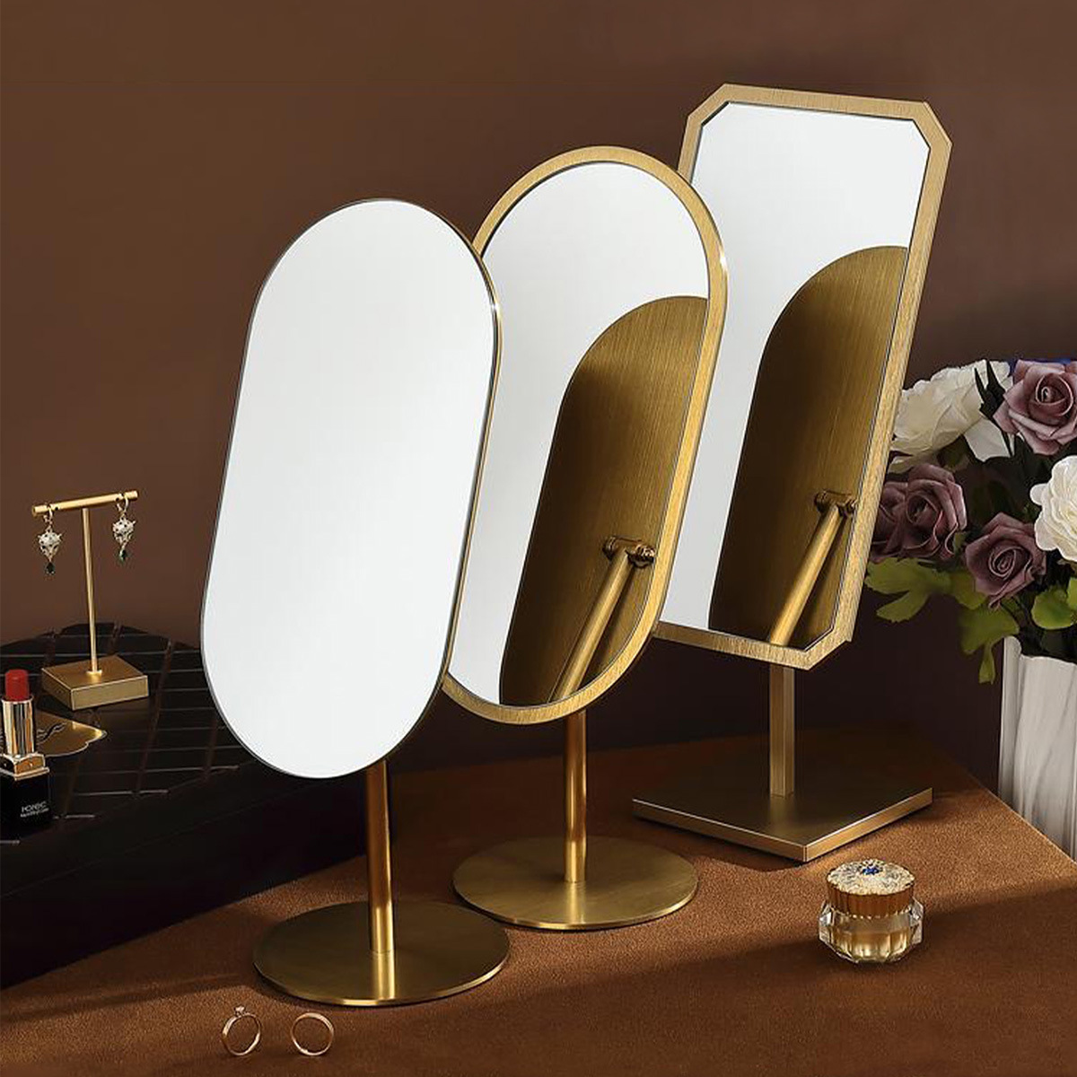 ��ɫ��Բ�θ��徵�����滯ױ��̨ʽ��ױ����ż�Լ���鱦̨ר��