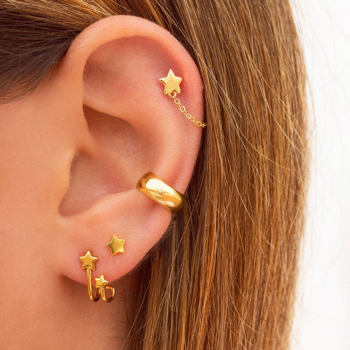 Fashion Jewelry Unilateral Star Ear Clip Earrings Set display picture 1