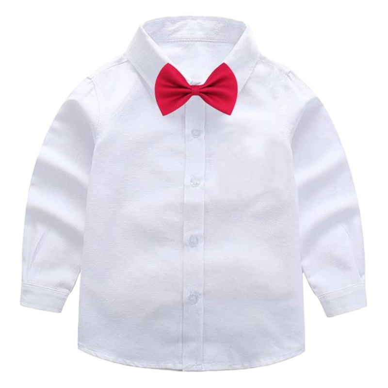 Camisa blanca para niños Ropa de rendimiento de uniforme escolar blanco Camisa blanca para niños medianos y grandes Primavera y otoño de manga larga