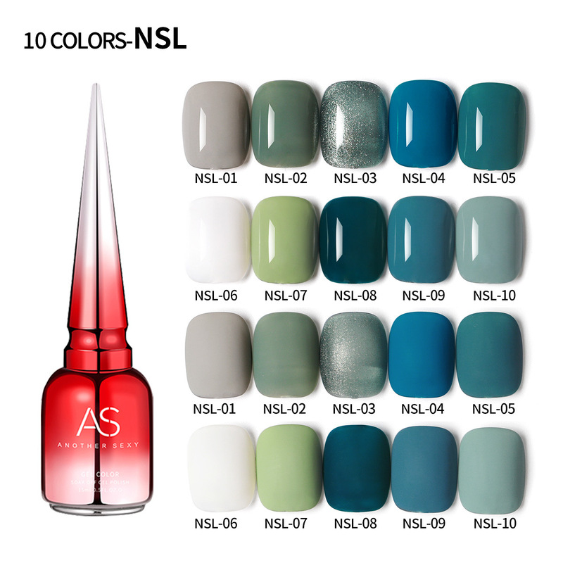 AS Nail Polish glue Nailao green 2022 new autumn and winter popular color turquoise green small suit cross-border glue for nail salon