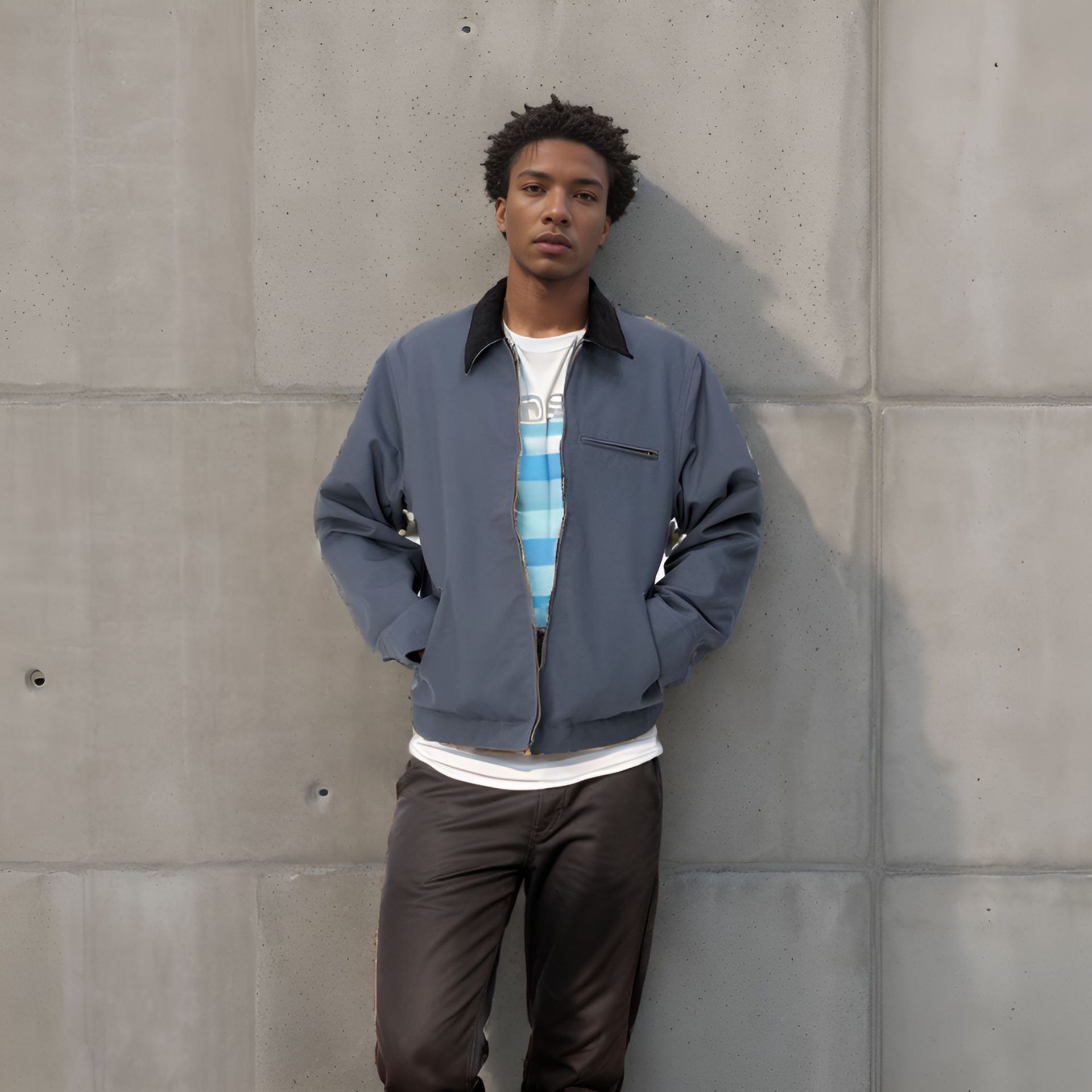 Veste à glissière à col pour homme avec nouvelle couleur bloquée pour le printemps et l'automne_voghion.com