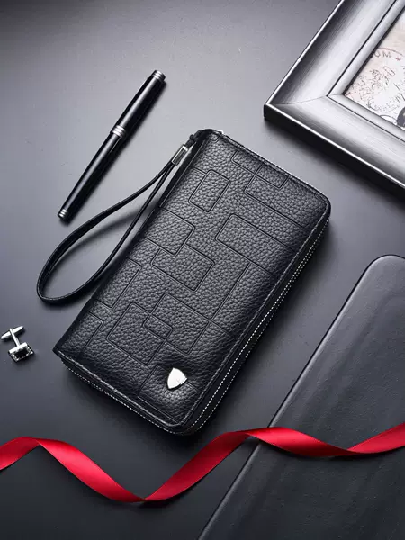 2026 new men's wallet, double-layer zipper handbag, large-capacity clutch, phone and coin purse, factory direct supply