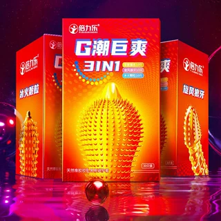 倍力乐G潮巨爽大颗粒3合1狼牙套30只装安全套 猫舌舔舔冰火避孕套