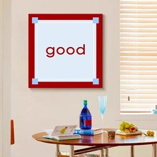 简约包豪斯红蓝线条客厅组合装饰画中古餐厅无框画壁画多巴胺挂画