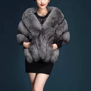 12-冬新娘仿狐狸毛披肩女婚纱披风礼服旗袍皮草斗篷外套白色女厚