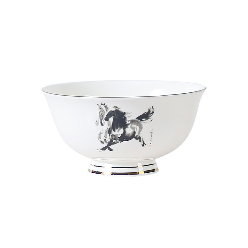Xu Beihong Benmatu set de platos de porcelana de hueso set de platos de platos de cerámica horneada de alta temperatura tazón de fideos caseros image 5
