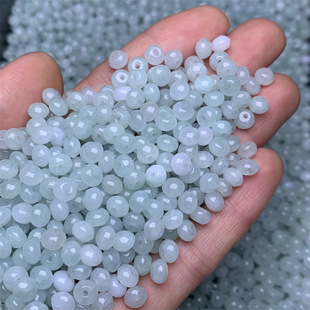 Myanmar Material Jade Jade A Goods Abacus Beads Drum Beads Daobao Beads Ice Glutinous Seed Water Bean Cyan Non-cracked Woven Accessories