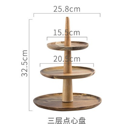 Decoración de postre boda cumpleaños accesorios de decoración mango de cobre Acacia bandeja de madera pastel platos de bocadillos estante de exhibición