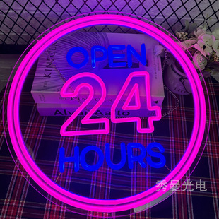 OPEN24HOURS NEON SIGN 24Hours in Business Neon Billboard Exit South Korea Neon