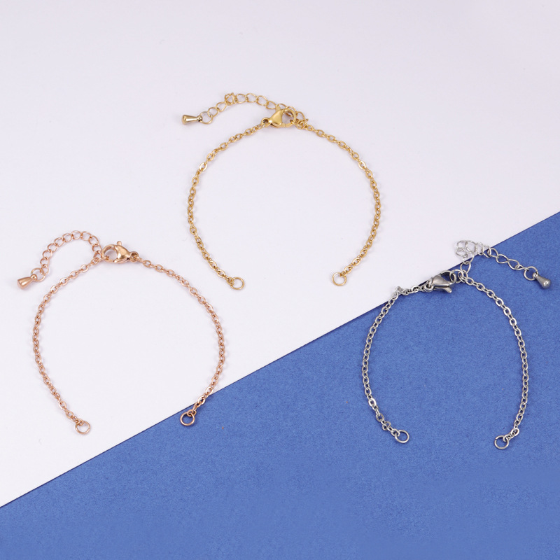 RUMNVNTY stainless steel DIY bracelet chain accessories with water drop extension chain 14+4cm optional size