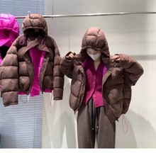 韓國原單糖果色拼接羽絨服女可拆卸帽2022新款冬季面包服加厚外套