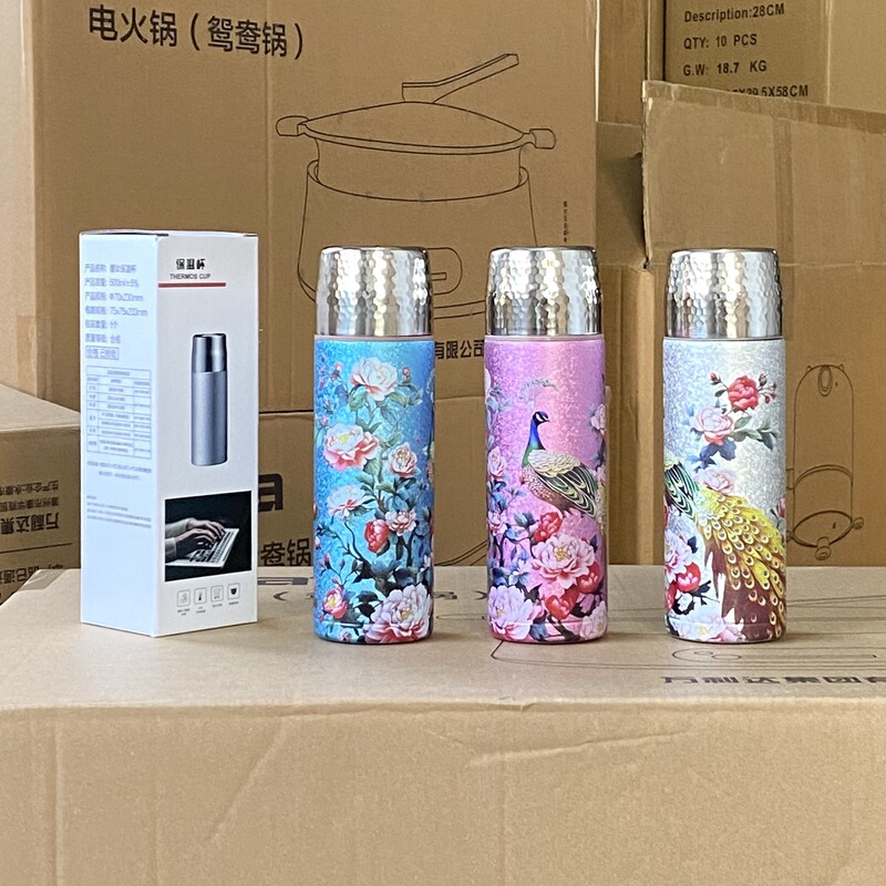 中国風孔雀高価値チタンコーティング断熱カップビジネスギフトセットチタンカップポータブル茶水分離ギフト卸売|undefined