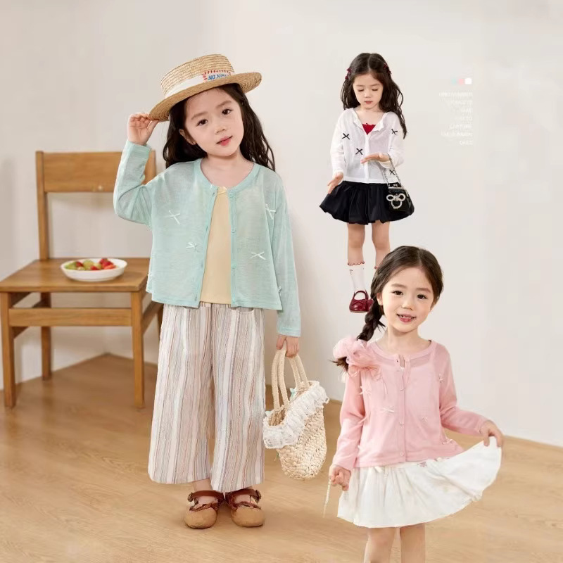 2026 Summer New Style Girls' Air Conditioning Shirt Casual Outerwear Children's Clothing Baby Sun Protection Thin Jacket Girls' Cardigan Trendy