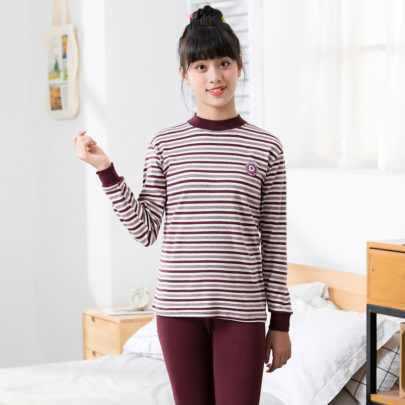 DKX 미드 칼라 코튼 울 레드 스트라이프 D