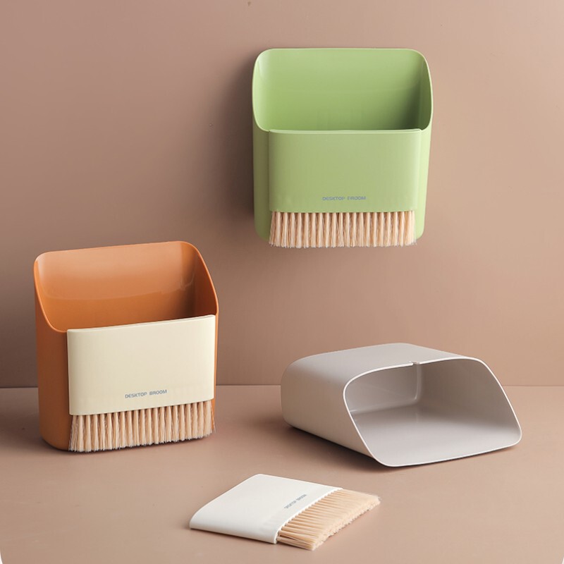 Small broom dustpan trash can suit home office living room desktop table mini cleaning brush storage suit